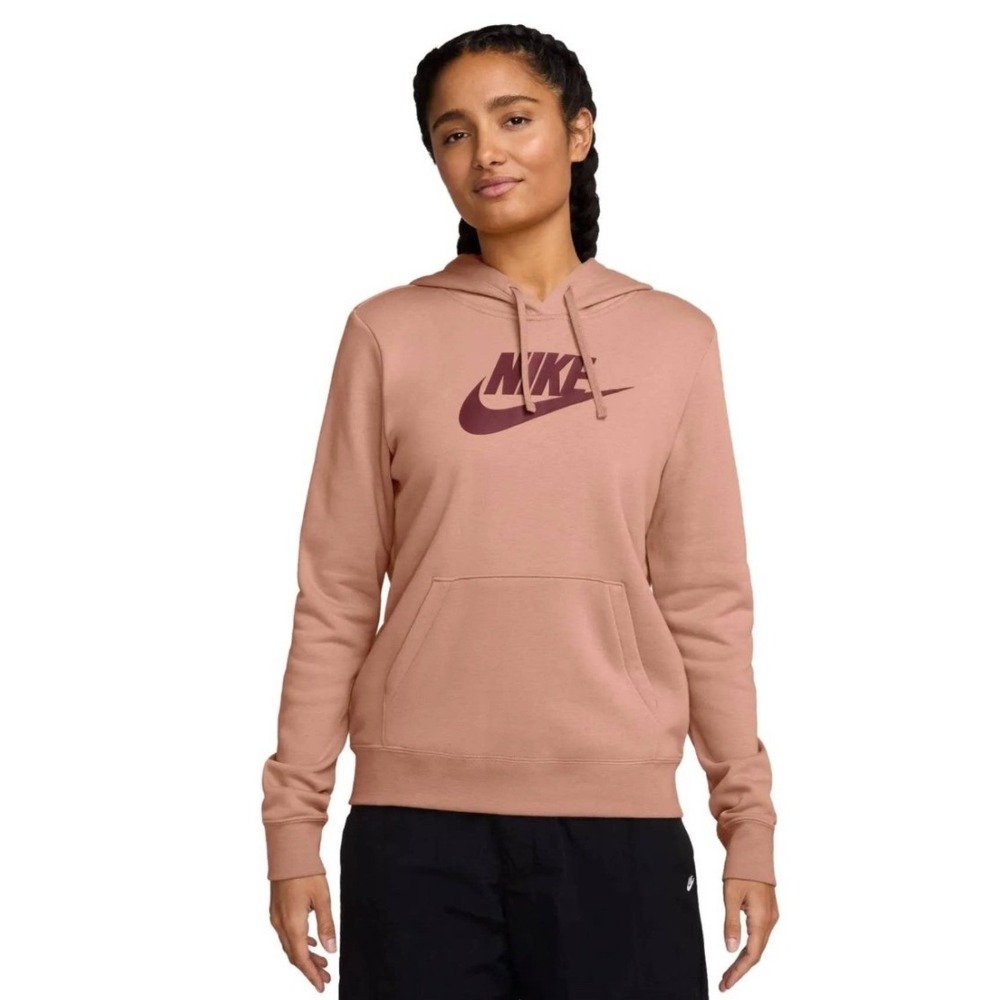 Nike Womens Sportswear Essential Hoodie Pink Mauve Futura Logo Pullover XL